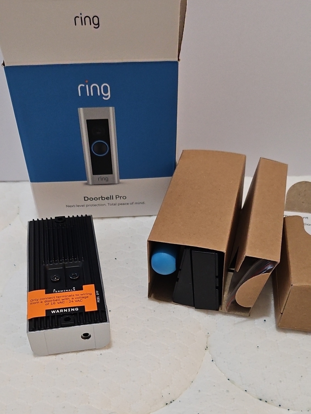 Ring Doorbell Pro with White and Blue Accents